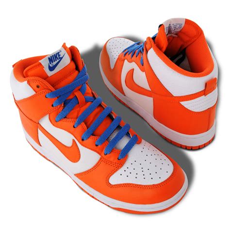 dunks shoes orange high top.